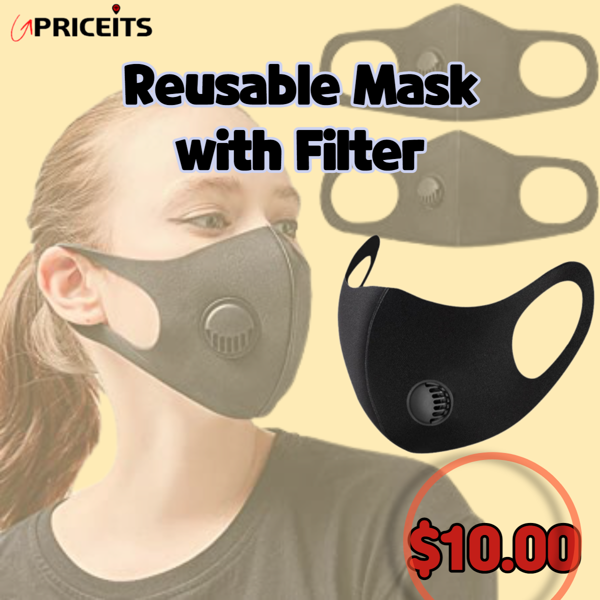 Reusable mask with valve black