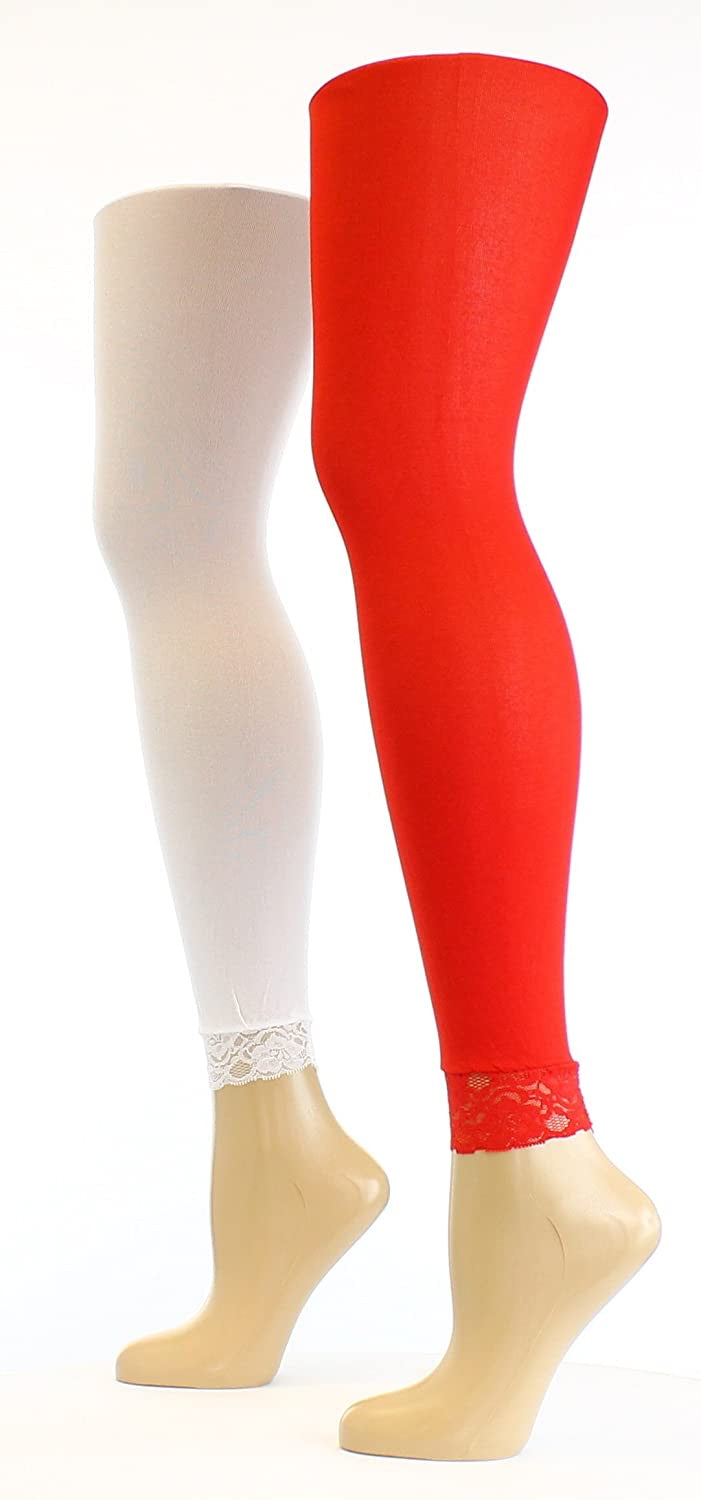 Footless leggings with capri lace one size
